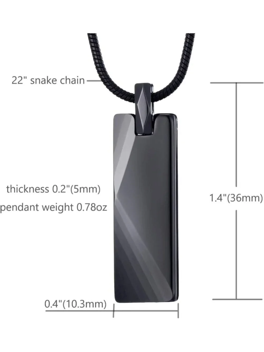 Men's Tungsten Bar Pendant Necklace | 22